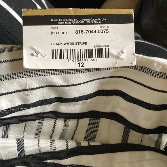 Worthington black and white striped dress pants NWT size 10-12 work pants - Picture 4 of 4
